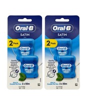 Oral-B Satin Tape Dental Floss Waxed Mint 4 x 50m - 2 Twin Packs (200m Total)