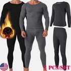 Mens Winter Ultra-Soft Fleece Lined Thermal Top & Bottom Long John Underwear Set