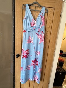 pour moi beach dresses Pour Moi Blue Gold Chain High Neck Beach Dress UK 12  Reliked
