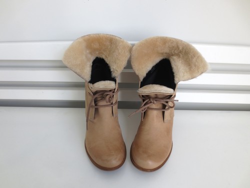 NEU ECCO JAFFNA Leder Stiefeletten mit Fellstulpe camel Gr-39 - Bild 2 von 8