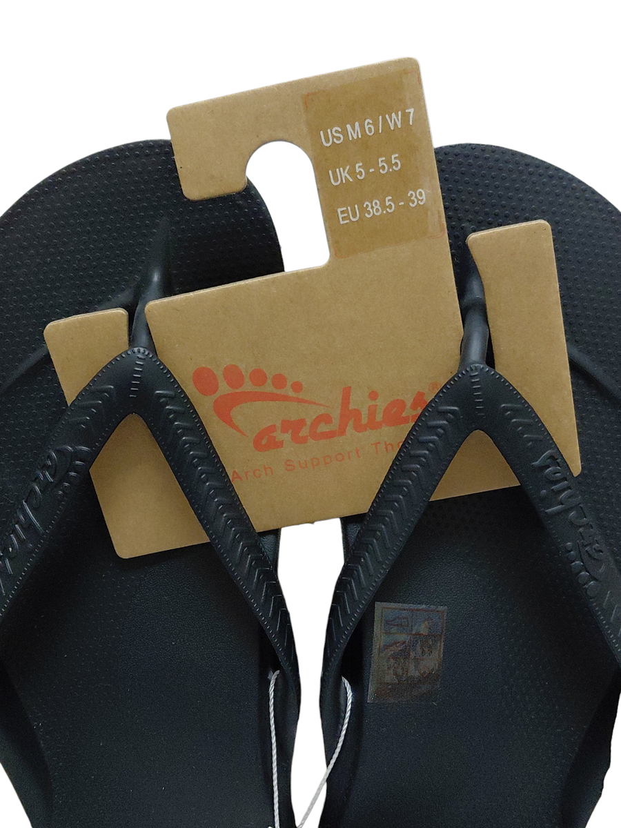 Archies Arch Support Thong Flip Flops NWT Unisex-Black- M8  display picture 3