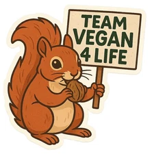 Funny VEGAN Cartoon Car Sticker 9x9cm - Funny Vegan Sticker for Car