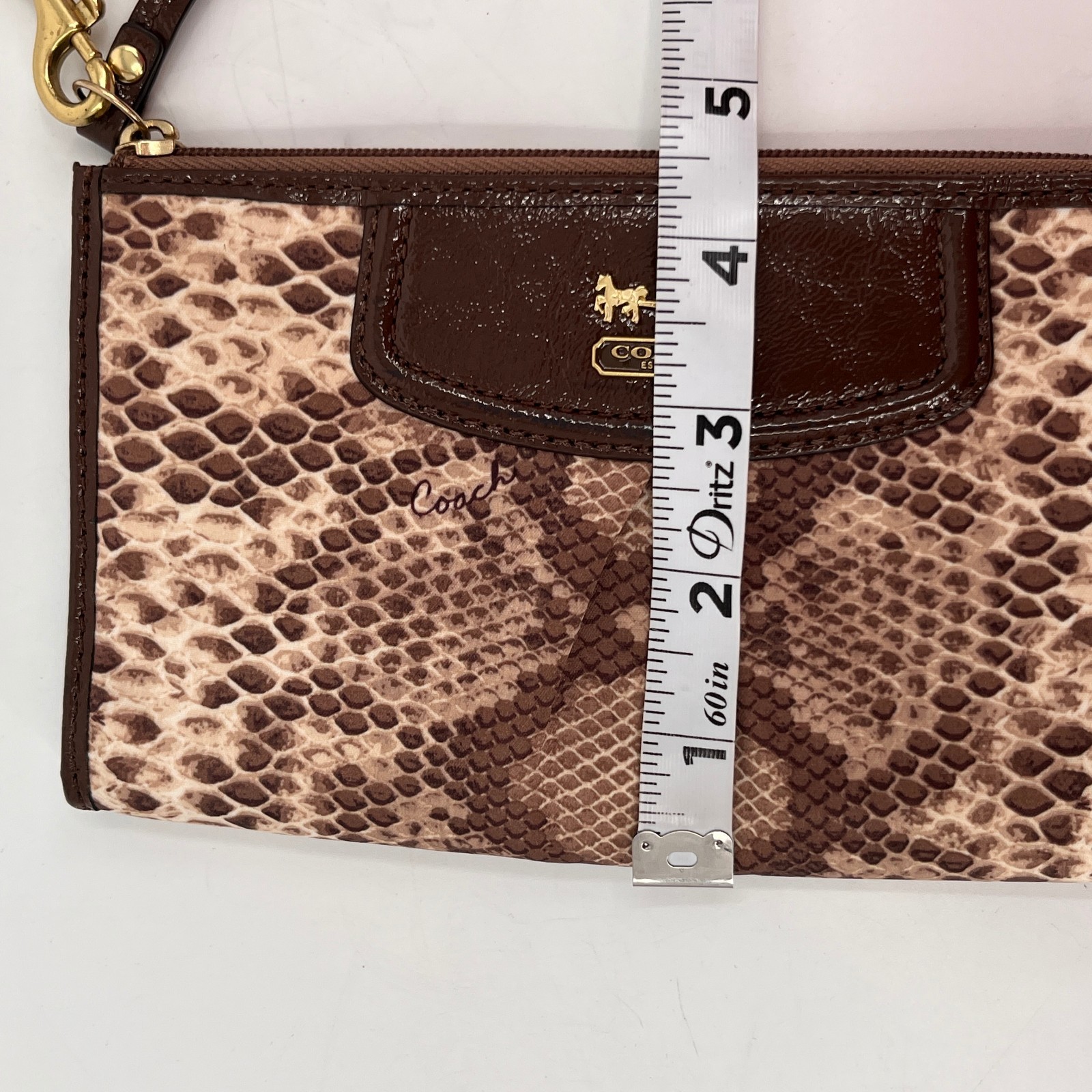 Coach Madison Wristlet Brown Python Print Fabric … - image 10
