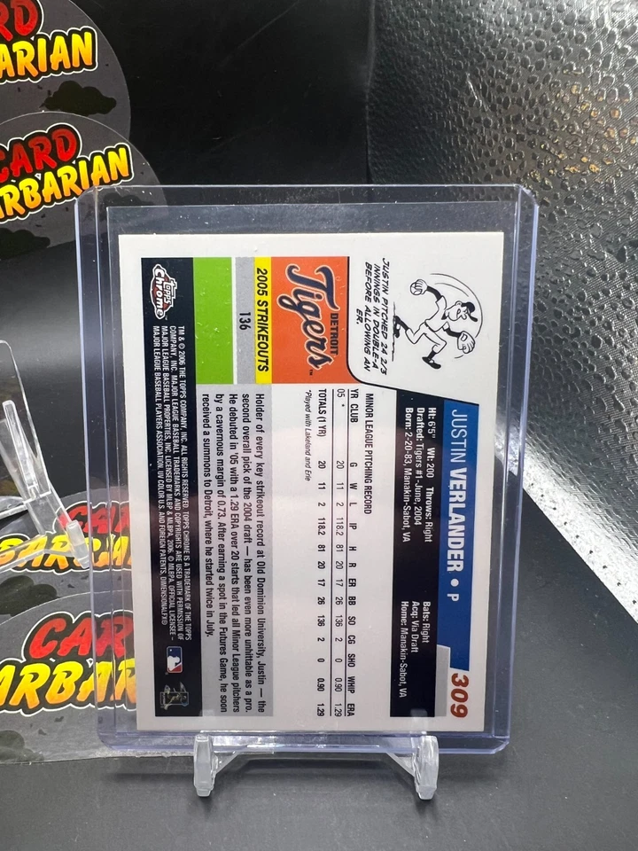 2006 Topps Chrome Justin Verlander RC - Image 2 of 2