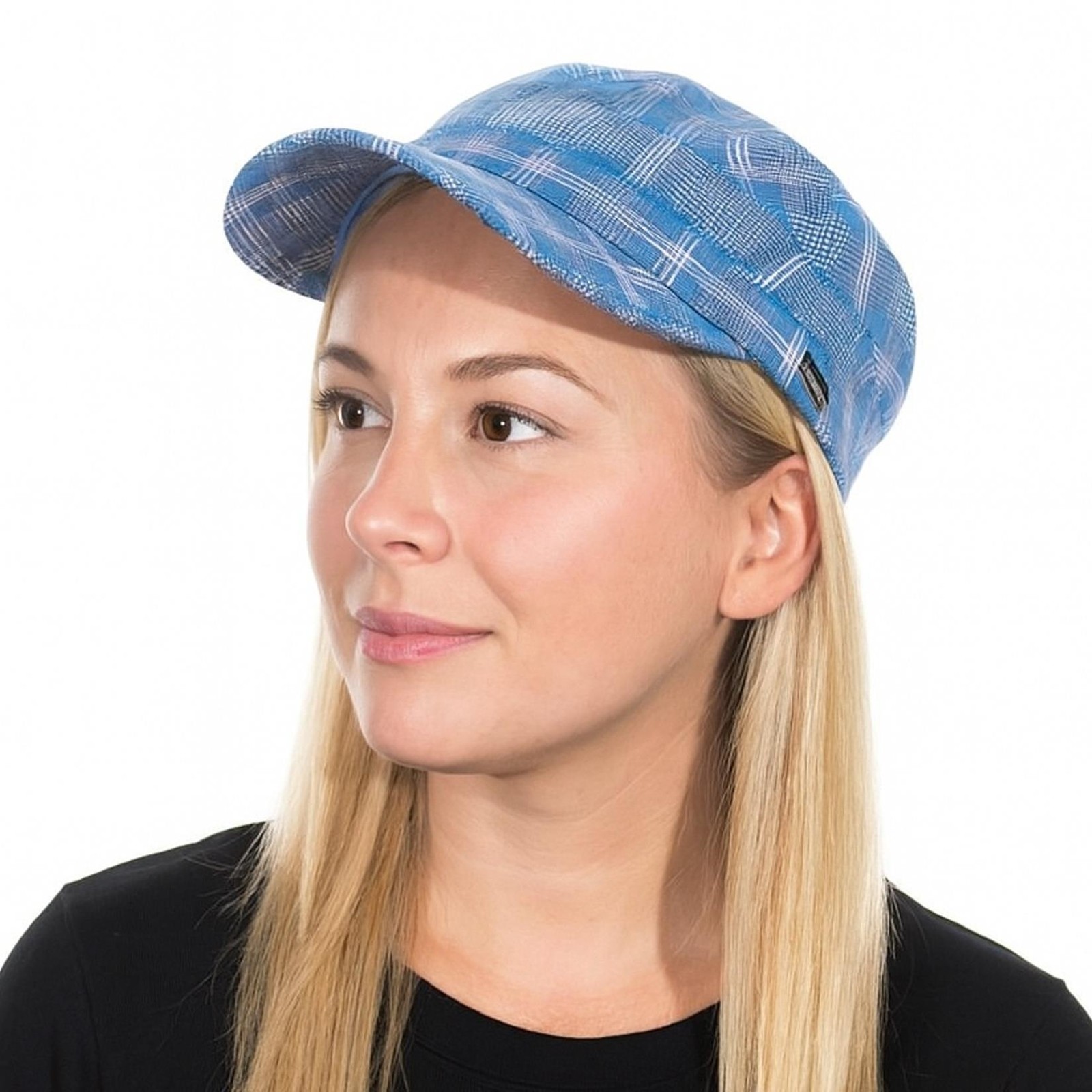 News Boy Cap Craggi Checkered Style Head Hat Womens Mens Vintage Blue & Pink