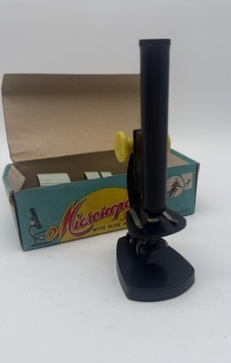 RETRO VINTAGE PÄDAGOGISCHES WISSENSCHAFTLICHES SPIELZEUG MIKROSKOP SET HONGKONG VERPACKT SELTEN