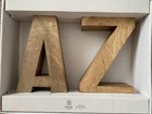 BNWB Vintage Home Of Style Chunky Wooden A-Z Bookends H31 cm D 17 cm Heavy