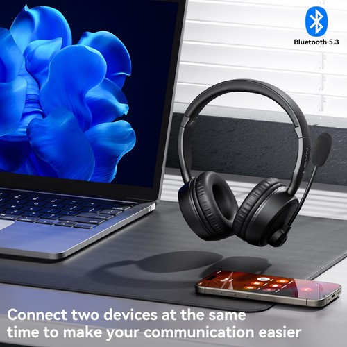 Bluetooth Headset, Bluetooth Headphones with Microphone (AI Noise Cancelling)... - Picture 4 of 7