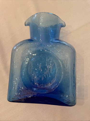 Classic Blenko Glass Blue Cobalt Double-Spout Water Pitcher Vase - Picture 1 of 8