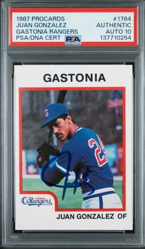 1987 ProCards Gastonia Juan Gonzalez Signed Minor Rookie Autograph PSA 10 Auto