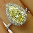 4.00 Ct Certified Pear Shape Natural Yellow Diamond Ring VVS1 White Gold Finish