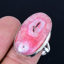 Fantastic Pink Solar Quartz Gemstone 925 Sterling Silver Ring Size 8.5