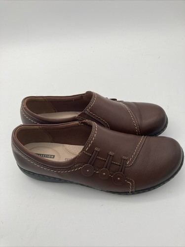 Clarks Ashland Effie braune Leder-Halbschuhe Damengröße 10M - Bild 2 von 5