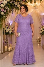 Women s Lavender Elegance All-Over Lace Maxi Dress Formal Wedding Made USA Sz 2X