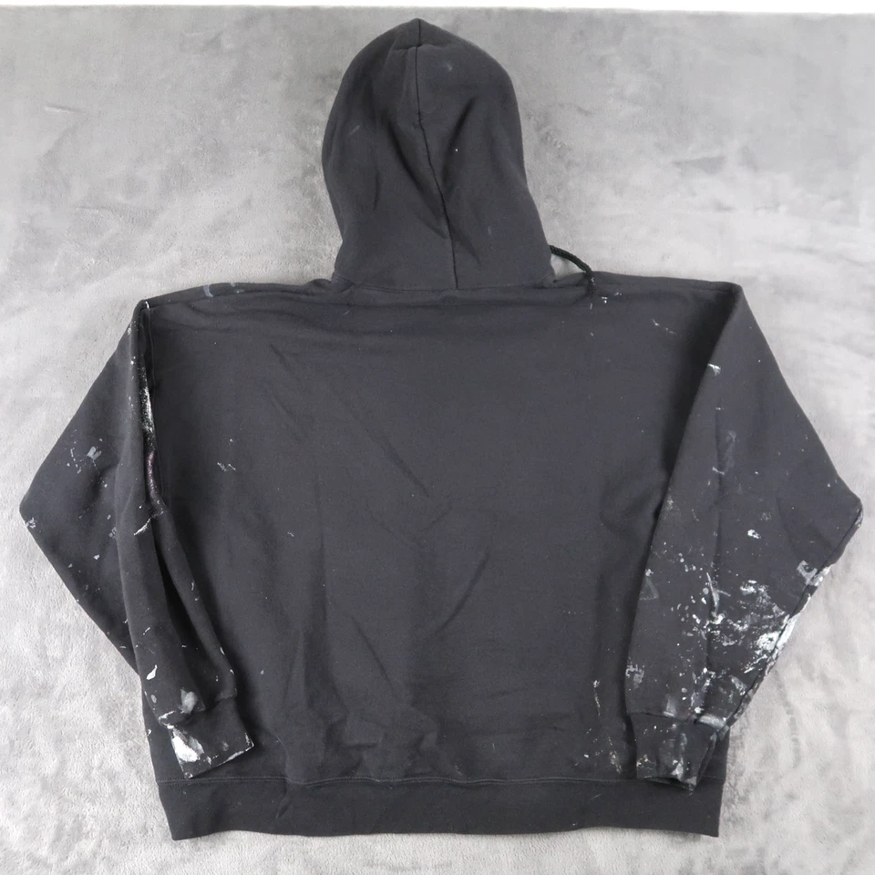 Sudadera con capucha negra Hanes 2XL XXL salpicaduras de pintura para hombre Foto 2 de 4