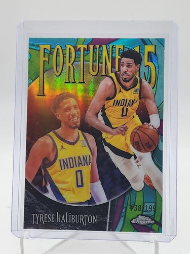 TYRESE HALIBURTON 2025-26 TOPPS CHROME UPDATE FORTUNE 15 AQUA /199 #F15-11 Q7658