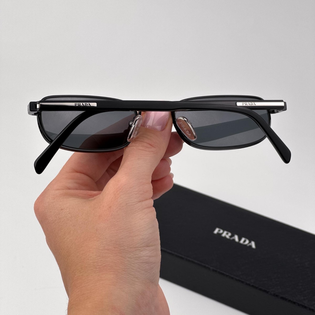 Prada Women Sunglasses Black Grey Polar Rectangle PRB54S 