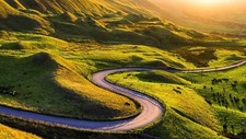 Landscape nature road hairpin turns hills mountains Custom Gaming Mat Desk