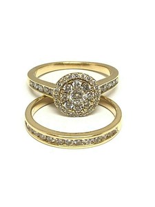 Bague de fiançailles , solitaire et alliance en or jaune 18 carats et  diamants | eBay