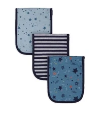Gerber Baby Boy 3-Piece Navy/Space Terry Lined Burp Cloths Blue