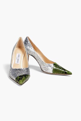 New JIMMY CHOO Love 85 leather-trimmed glittered pumps 37 $795 | eBay