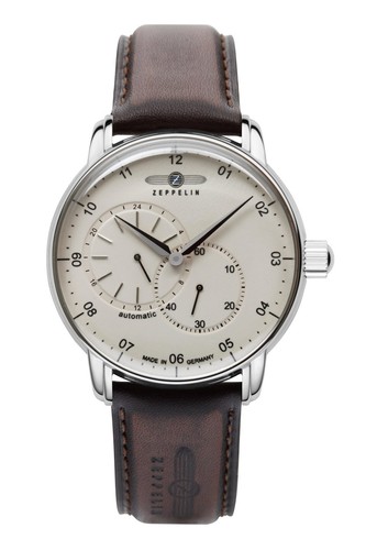 Zeppelin automatic watch with 24-hour display and leather strap 8662-5