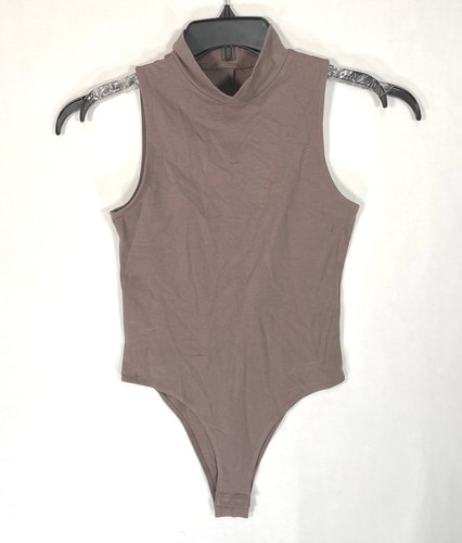 Nuevo Body sin mangas Day Mock cuello alto para mujer pequeño elástico marrón - Imagen 5 de 12
