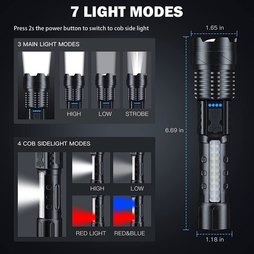 Torcia LED 30 W faretti di emergenza per esterni lampada da campeggio zoom USB XH-P90 - Foto 6 di 10