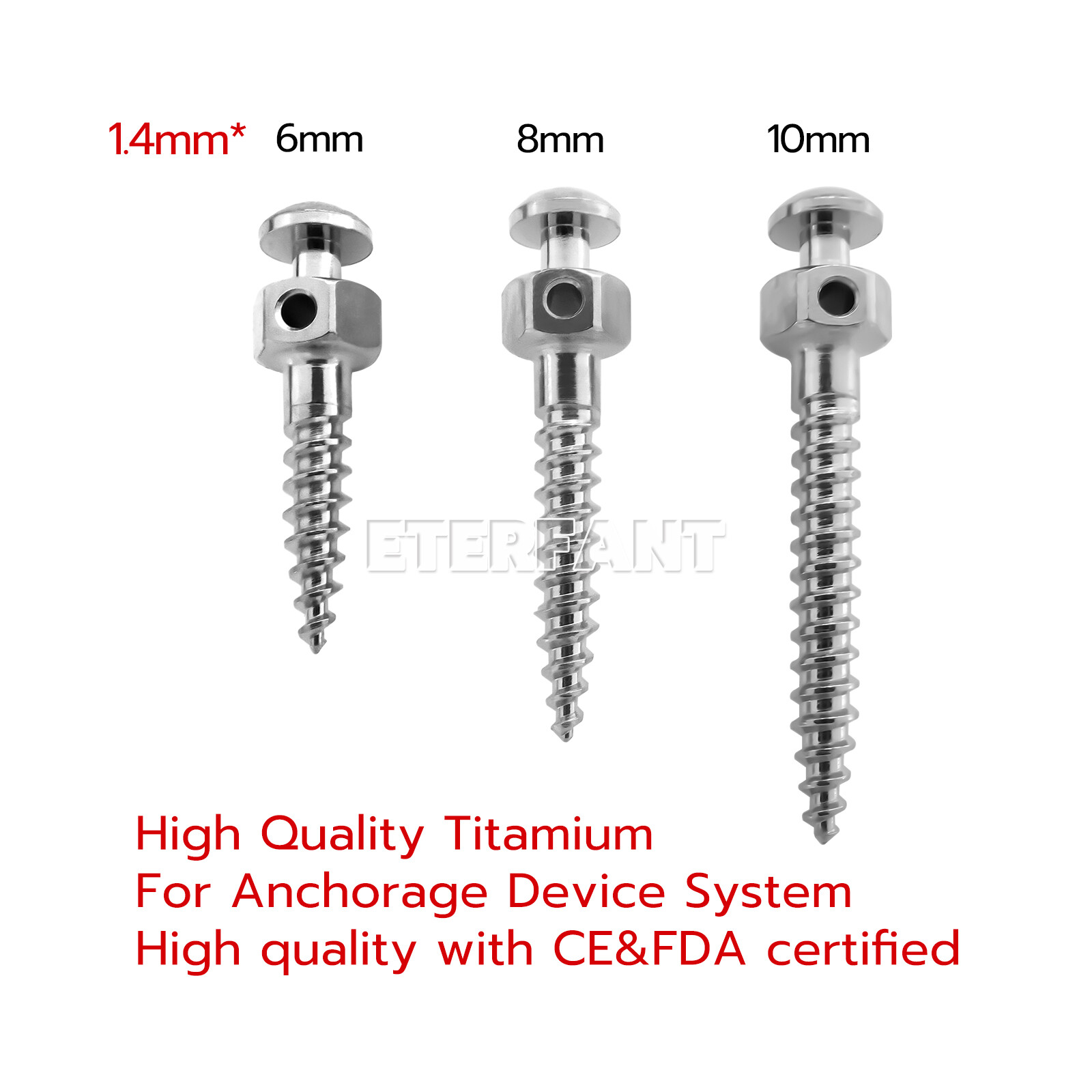 ETERFANT Dental Titanium Micro Implant Mini Screw Self-Drilling Ф1.4mm 6/8/10mm