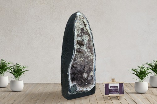 Geoda de amatista natural grande de 34,4 lb catedral racimo de cristal muestra curación - Imagen 3 de 15