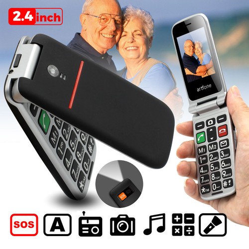 Unlocked Artfone CF241A Mobile Phone Simple Flip Cellphone Dual Sim Big Button