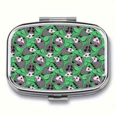Cute Opossum Mini Pill Box 2 Compartments Pocket Purse Pill Case Metal Unique
