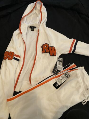 Set tuta con cappuccio vintage Rocawear ricamata cerniera pantaloni donna taglia S nuova con etichette - Foto 2 di 5