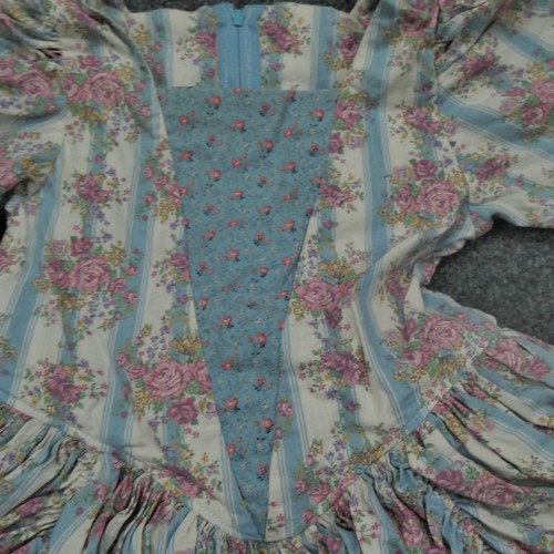 Vintage Handmade Dress Girls 6 Small Blue Floral Pink Victorian Youth - Picture 2 of 10