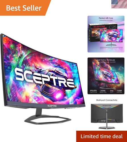 24.5" Curved Gaming Monitor - 240Hz Refresh Rate & 1ms Response - 2023 ...