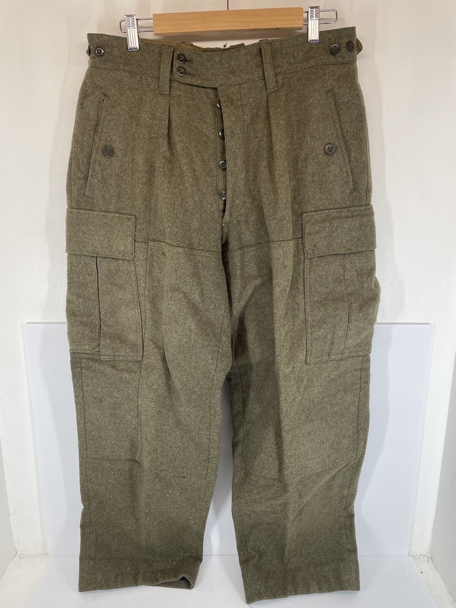 Vintage Men's G. Kunst Green Wool German Army Pants w/Liner Size 8