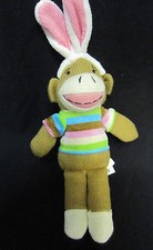 Dan Dee 13" sock monkey with sweater and bunny ears plush