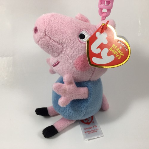 TY Beanie Baby Kunststoff Schlüsselclip - Peppa Pig George 4 Zoll Neu mit Etikett Stofftier Plüsch - Bild 5 von 9