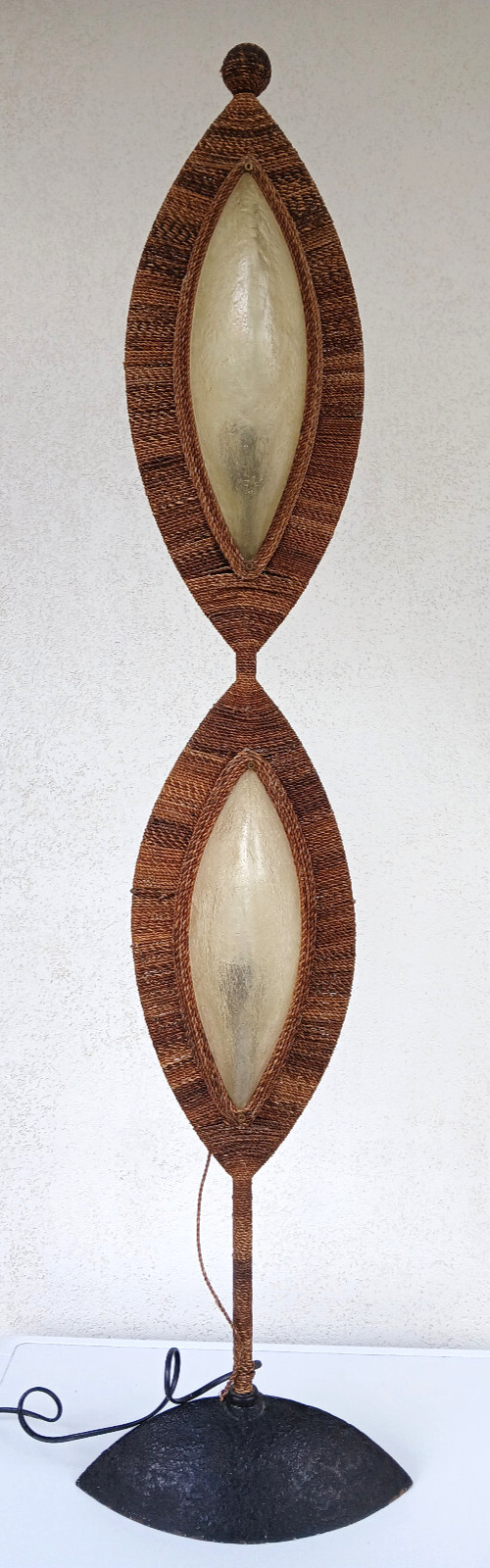 Piantana Lampada Da Terra Etnica Orientale Vintage 125 cm Paglia Vimini Rattan