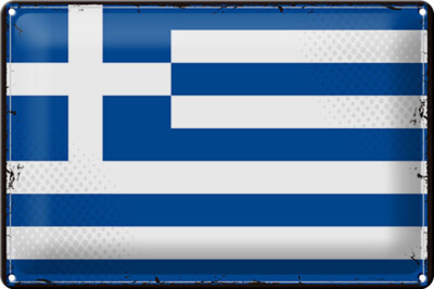 Blechschild Flagge Griechenland 30x20 cm Retro Flag Greece Deko Schild tin sign