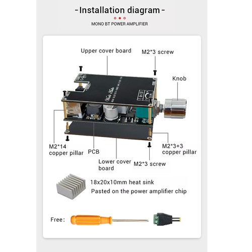 ZK-1001B Mono 100W Bluetooth-Compatible 5.1 Audio Amplifier Board TPA3116D2 TWS - Picture 6 of 12