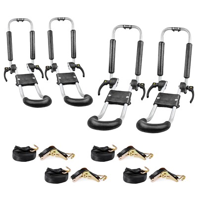 KAX125 2 Pair J-Bar Foldable Aluminum Kayak Rack Roof Top Mount Folding Carrier