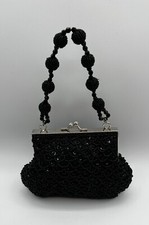 Purse Black Small Beaded Evening Bag  5 and a half inches Cute