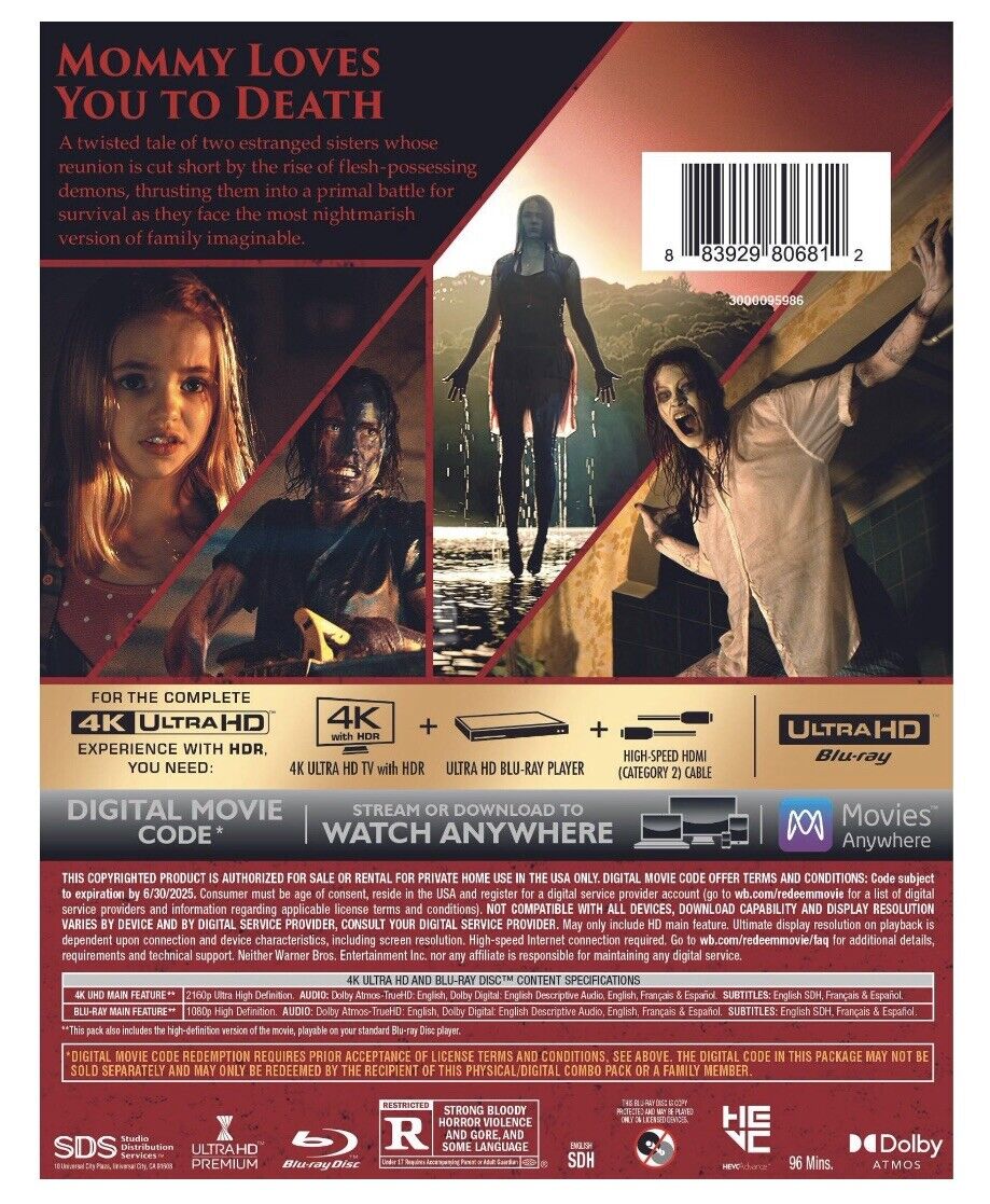 Evil Dead Rise (2023) (4K UHD + Blu-ray + Digital Code) (Uncut, Region  Free 4K UHD / Blu-ray, Premium Slipcase Packaging