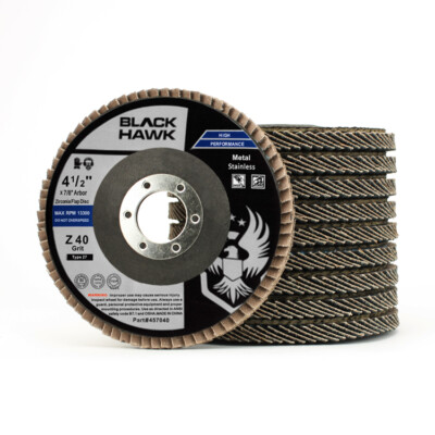 4-1/2'' x 7/8'' Black Hawk Zirconia Flap Discs T27 4.5'' Sanding & Grinding Wheels