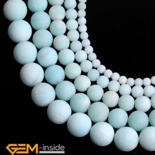 Blue Amazonite Natural Gemstones Frosted Matte Round Jewelry Making Beads 15" AU