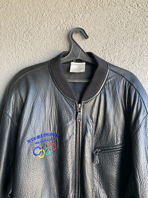 ジャケット・アウター remake\"vintage adidas leather jacket Vtg 80s Adidas Squad 204 1943 Airborne Leather Jacket XXL