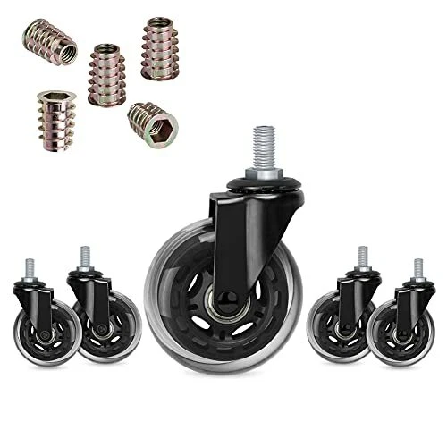 Hirate 3" Office Chair Casters Wheel with 3/8"-16UNC Threaded  Assorted Sizes 