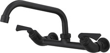 Wall Mounted Kitchen Faucet Matte Black Two Handles Kitchen Faucet with 8 Inch S