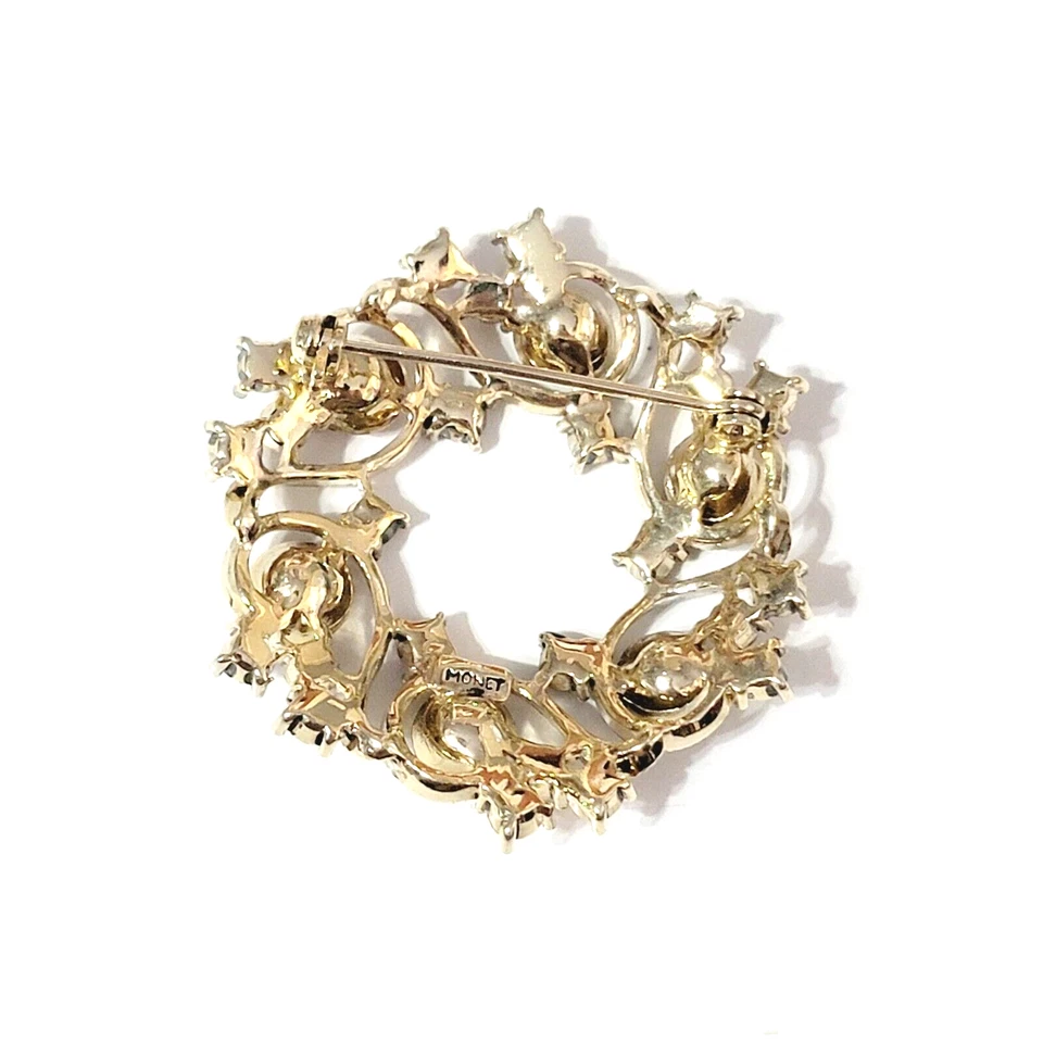 Broche broche corona diamantes de imitación Monet, rosa verde ámbar vidrio diseñador go-102 Foto 4 de 4